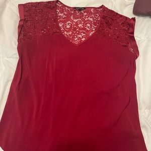 Red Satin Top with lace back